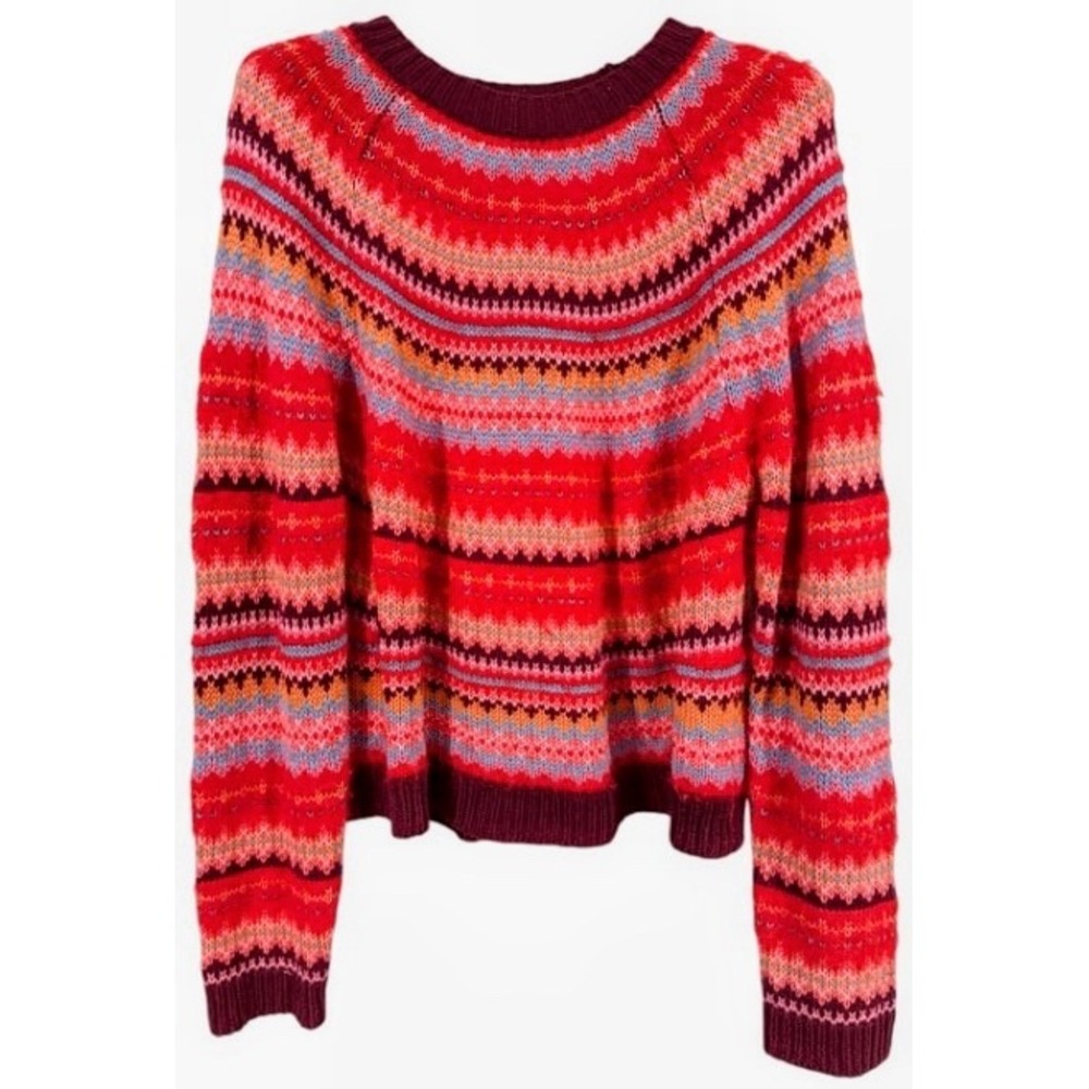 American Eagle Fair Isle Sweater Women Large Red Nordic Après Ski Heritage Knit - Picture 2 of 13